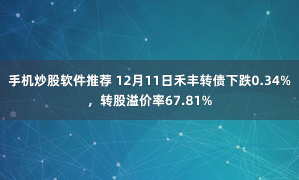手机炒股软件推荐 12月11日禾丰转债下跌0.34%,转股溢价率67.81%